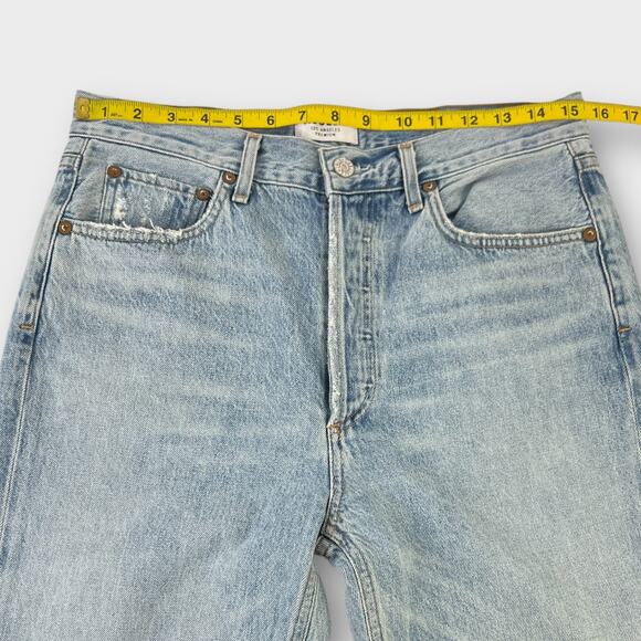 AGOLDE Riley High Rise Distressed Straight Crop Jean in Shatter Size 29 - Picture 10 of 11